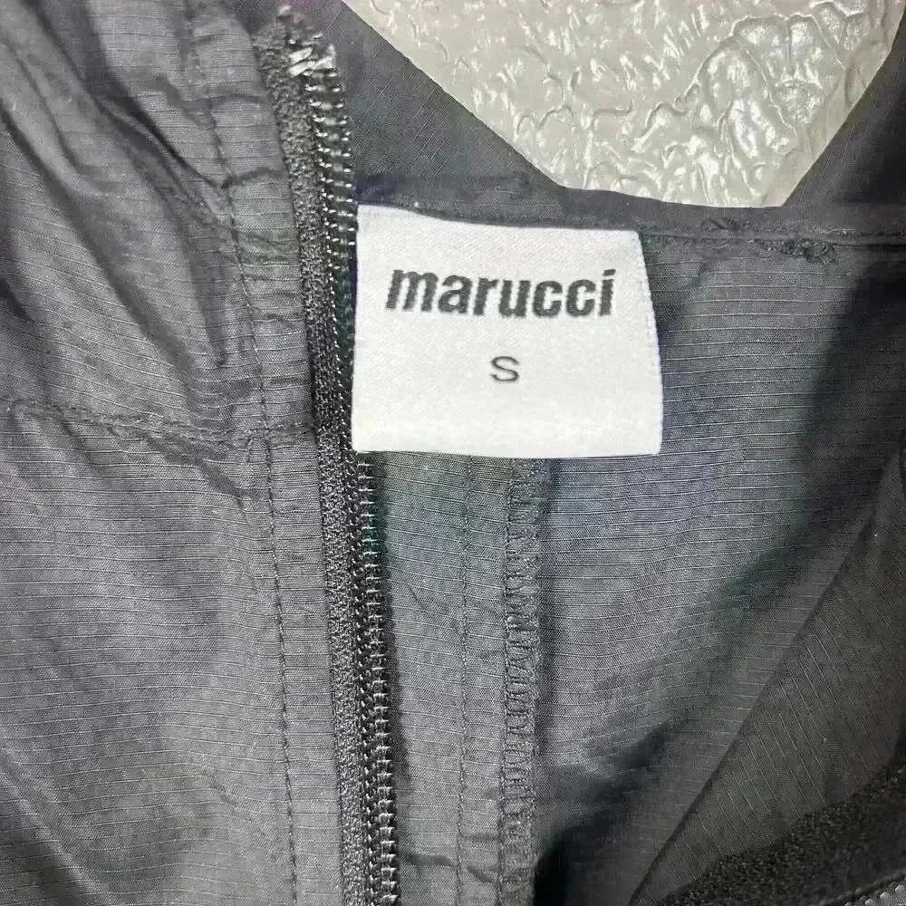 MARUCCI Retro Style 90s Zip Up Black White Baseball Windbreaker Men Small